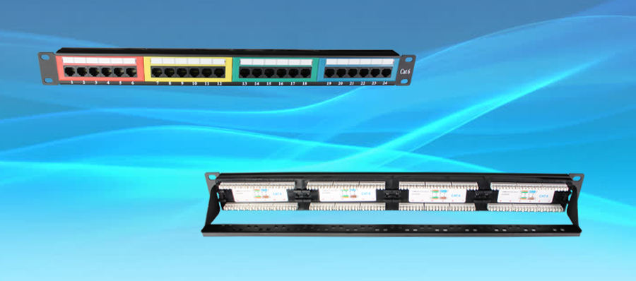 1U CAT6 24 ports UTP colored patch panel