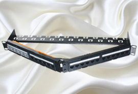 1U CAT6A 24 ports UTP 45deg angled patch panel